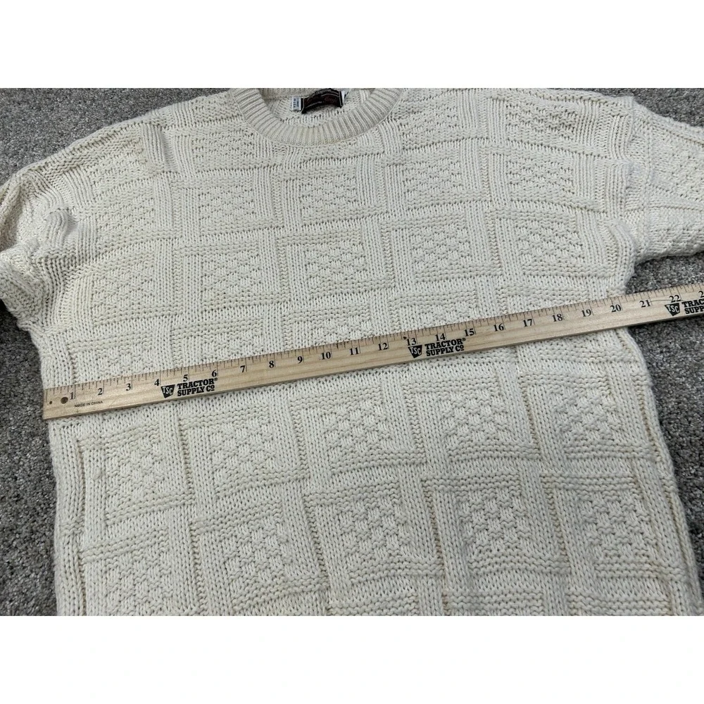 Vintage Ivey's Joseph Benjamin Unisex Cream Cable Knit Sweater Size M #0435